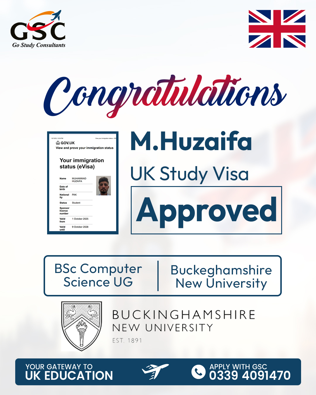 M.Huzaifa Congrats Post