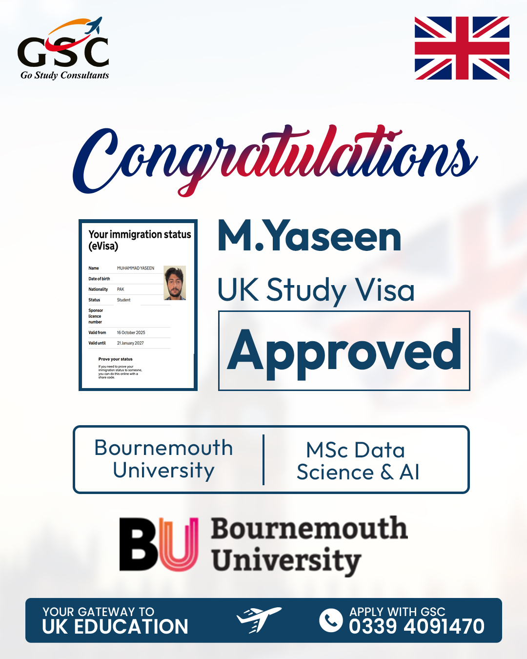 M.Yaseen Congrats Post