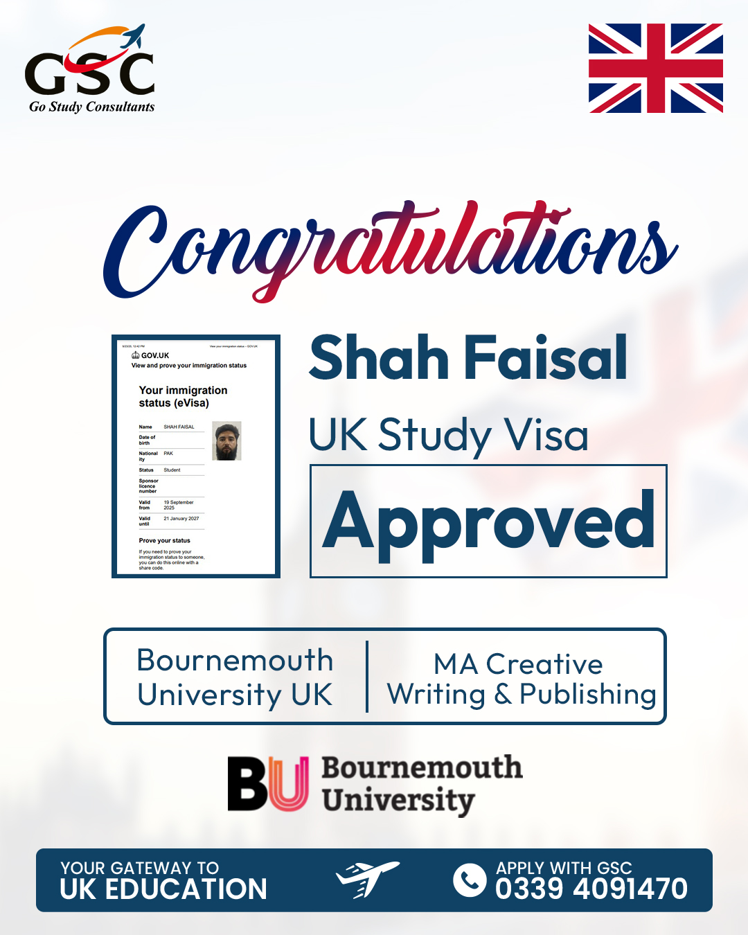 Shah Faisal Congrats Post