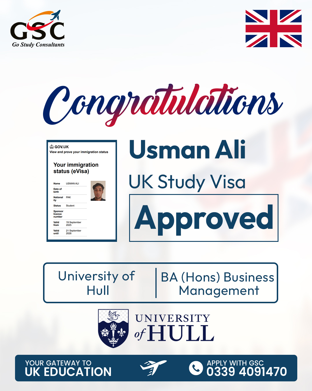 Usman Ali Congrats Post